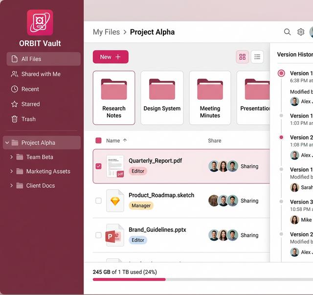ORBIT Vault — Post-login dashboard preview